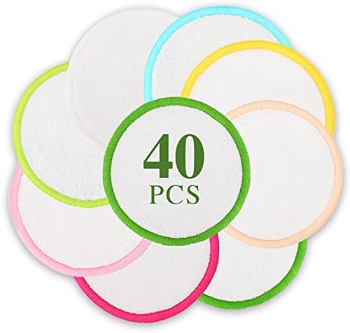 XSEINO Reusable Makeup Remover Pads(40 Pack) with Washable Natural Bamboo Fiber Material,Natural Bamboo Cotton Pad,for All Skin Types by XSEINOiscreating%EF%BC%81