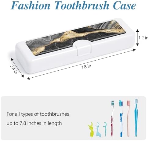 Toothbrush Travel Case - Colorful Pattern, Holder and Covers for Toothbrushes, Includes Tongue Scraper Case - Image 2