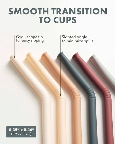 Nightingale Reusable Silicone Straws - Bendy Drinking Straw with Cleaning Brush - Collapsible and Bendable Travel Straw for Kids - Dishwasher Safe, Food-Safe - Set of 6 (Oak Multi) - Image 3