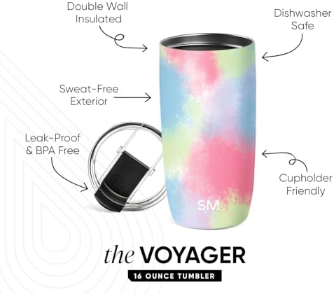 Simple Modern Travel Coffee Mug Tumbler with Flip Lid | Reusable Insulated Stainless Steel Cold Brew Iced Coffee Cup Thermos | Gifts for Women Men Him Her | Voyager Collection | 16oz | Kaleidoscope - Image 2