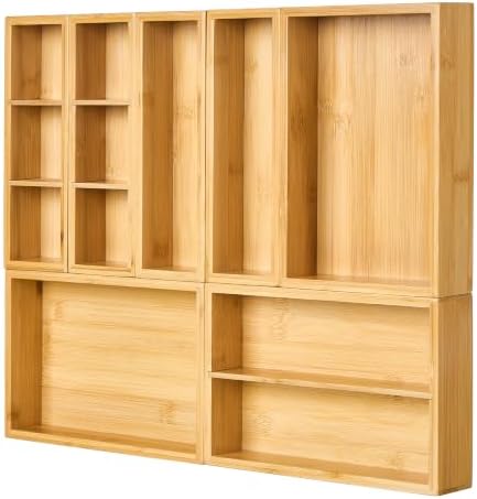 Vtopmart 7 Pack Bamboo Drawer Organizer Boxes, Junk Drawer Organizers by Vtopmart