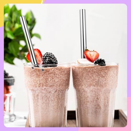 NiHome 4-Pack Stainless Steel Straws for Boba, Smoothie, 10.4” Metal Straws - Image 6