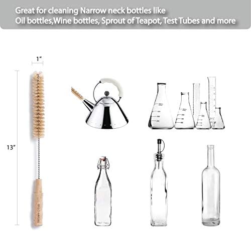 4 Pcs Bamboo Bottle Brush Set by HELLO NATURE – Long Handle Cleaning Brushes for Water Bottles, Baby Bottles & Glassware, Sustainable & Plastic-Free - Image 5