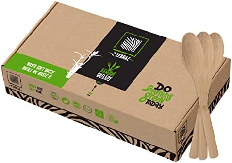 Bamboo Spoons 300 Count - Bulk Disposable Utensils Catering by 2ZEBRAZ
