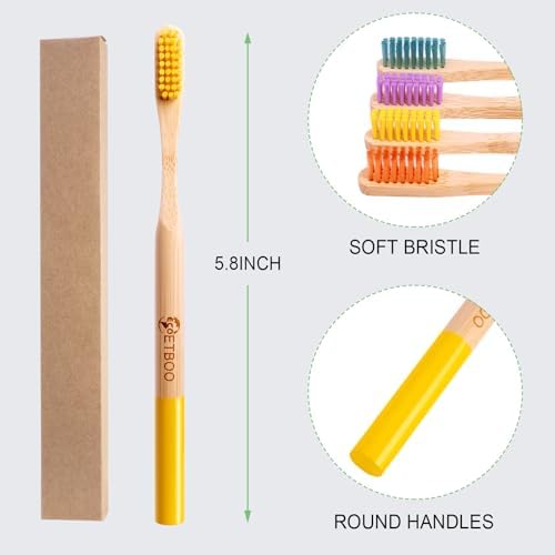 10 Pack Soft Bristles Bamboo Toothbrushes, Plastic Free Toothbrush - Image 6