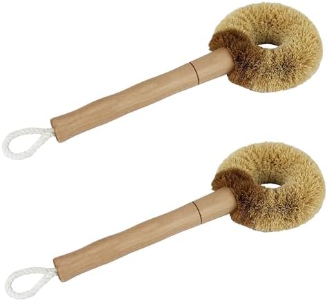EIKS 2 Pack Kitchen Scrub Brushes, Natural Coconut Fiber by EIKS