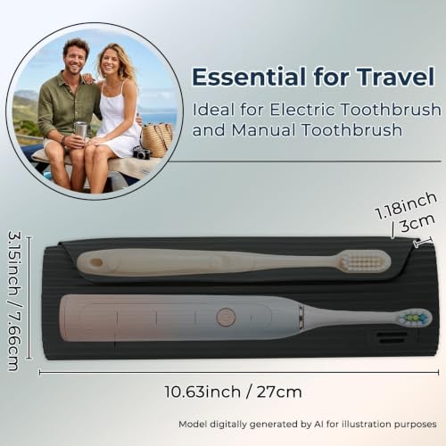 Electric Toothbrush Travel Case with 2 Head Covers, Black - Image 4