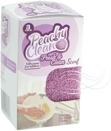 Peachy Clean Silicone Dish Sponge Scrubbers, Fresh & Clean Scent, Non-Scratch, Odor-Resistant, Durable Dish Sponges for Kitchen 3pk - Image 2