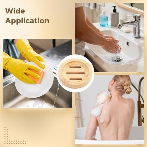 24PCS Bamboo Soap Dishes,3.2 in Round Wooden Soap Holder with Drainage Slots, Waterproof Lacquered Soap Bar Tray for Bathroom Shower, Shampoo Bar Holder, Scrub Sponge Tray - Image 6