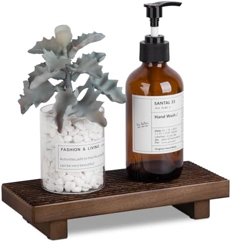 Bathroom Tray Farmhouse Decor Kitchen Soap Holder, 8.7" * 3.6" Walnut by zoocatia