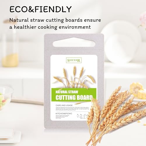 Cutting Board for Kitchen, Wheat Straw Fiber Cutting Board, Dish Washer Safe, w/Juice Grooves for Meat, Veggies, Easy Grip Handle, Non-slip Surface Eco-friendly Serveware Accessories （10‘x6.3’） - Image 4