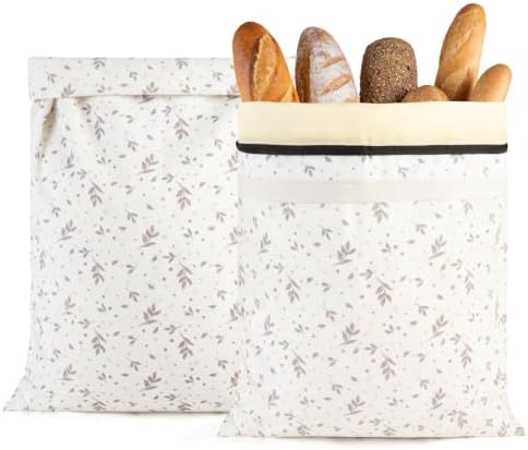 2-Pack Reusable Beeswax Bread Bags for Sourdough & HomemadeBread with Zipper, 16.5 x 13 inch bread bags for Food Storage by Unknown