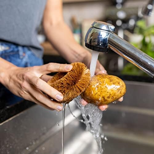 Pack of 6 Tawashi Vegetable Brushes - Natural Coconut Fiber Scrubber, Japanese Design, Ideal for Fruits, Veggies, Cast Iron Cleaning and Household use with Wire Hanging Loop by SKARBY - Image 4