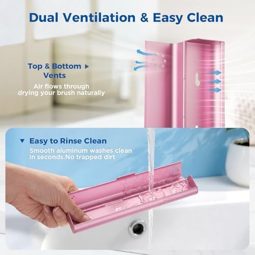 4 Pack Toothbrush Travel Case Aluminum, Portable Toothbrush Holders Travel, Manual Toothbrush Case Container for Traveling, Bathroom, Camping, Business Trip(Black, Silver, Pink, Blue) - Image 4
