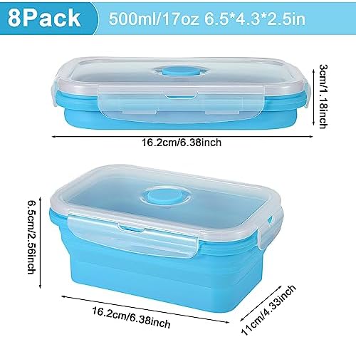 Mifoci 8 Sets of Silicone Collapsible Bowls, Blue, 17 Oz/ 500 ml - Image 2