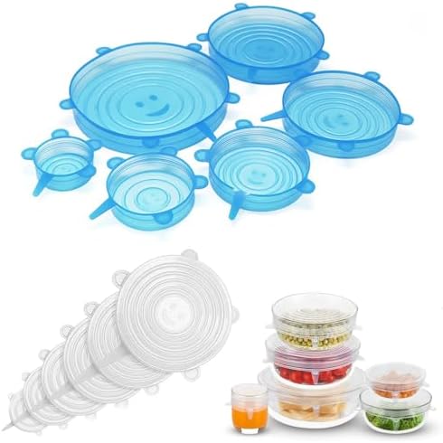 12PCS Silicone Stretch Lids for Food Storage, 6 Specifications of Reusable Silicone Bowl Cover, Suitable for Various Food Containers, High and Low Temperature Scenarios (Microwave Ovens, Freezers) by MISSJOJIAY