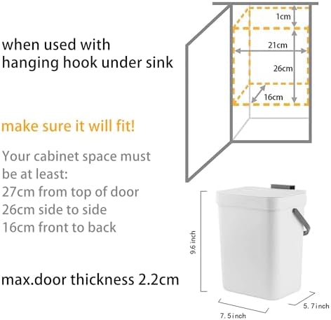stonespace 1.3 Gal Compost Bin, Hanging Kitchen Trash Can with Sealed Lid - Image 6