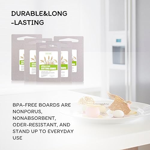 3PCS Cutting Board for Kitchen, Wheat Straw Fiber Cutting Board, Dish Washer Safe, w/Juice Grooves for Meat, Veggies, Easy Grip Handle, Non-slip Surface, Eco-friendly（XS+M+XL） - Image 2