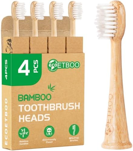 Bamboo Toothbrush Replacement Heads Compatible with Philips Sonicare by ECOETBOO