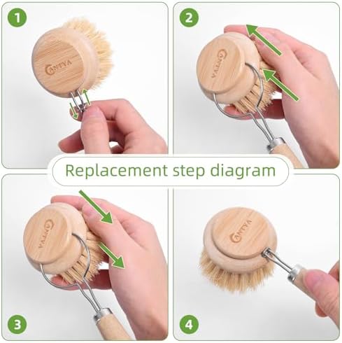 Bamboo Scrub Brush with Handle - Soft Bristles Non Toxic Dish Brush Compostable & Biodegradable Bamboo Dish Scrubber for Cookware Bowls and Plates Non-Stick Pans - Image 5