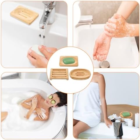 12 Pcs Bamboo Soap Dish Bulk, Self-Draining Non-Slip Bamboo Soap Trays Bulk, Wooden Soaps Holder Tray, Shampoo Bar Holder for Bathroom, Kitchen (3 Sizes) - Image 7