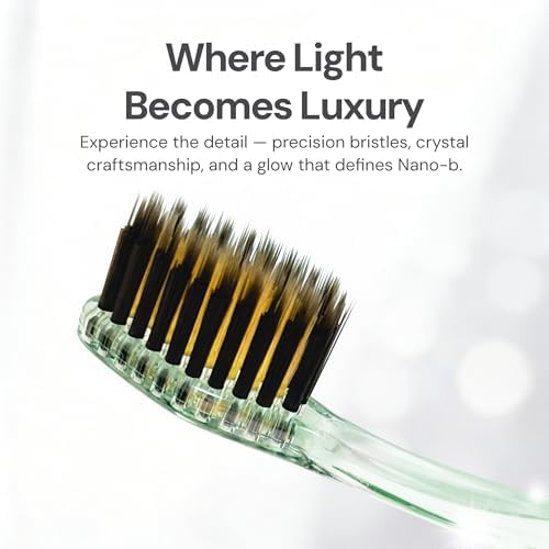Nano-b Manual Toothbrush for Adults with Sensitive Gums, Gold & Charcoal Soft/Medium Bristles, Travel Case, Blue - Image 5