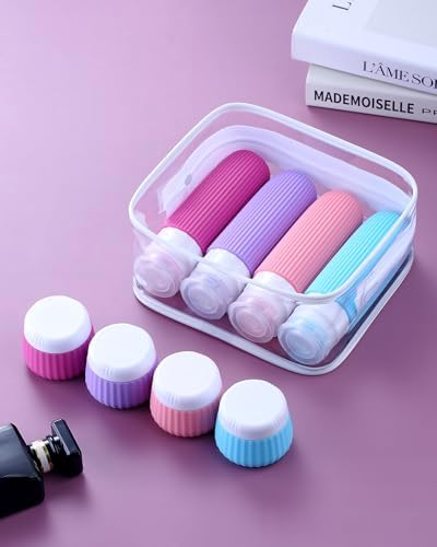 Mrsdry Travel Bottles for Toiletries 8 Pack, Tsa Approved Travel Size Toiletries 3 oz, Travel Containers for Toiletries, with Clear Bag, Leak Proof Silicone Squeezable Travel Essentials Creams Jars - Image 6