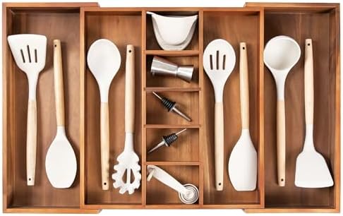 KitchenEdge Utensil & Junk Drawer Organizer, 16-28 in, Acacia by KitchenEdge