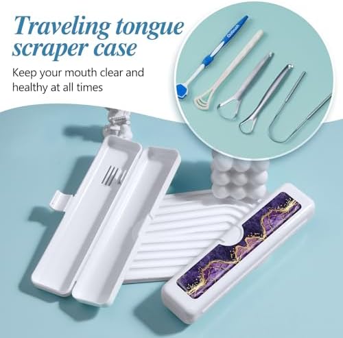 Toothbrush Travel Case - Colorful Pattern, Holder and Covers for Toothbrushes, Includes Tongue Scraper Case - Image 5