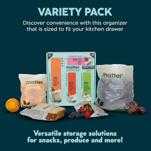Matter Compostable Resealable Bags, Snack, Sandwich, Quart, Gallon 230 Ct - Image 2