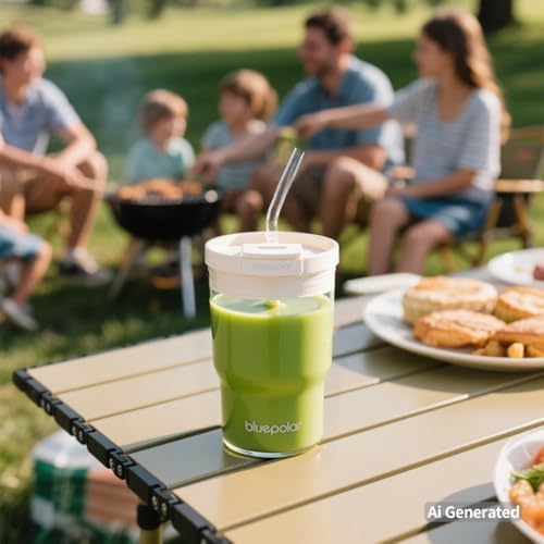 BLUEPOLAR 16oz/480ml Iced Coffee Cups With Lids And Straws,Reusable Leakproof Glass Tumbler,Water Bottles,Cold Brew,Drinking Jars For Juicing,Matcha,Tea,Smoothie For Travel,Office (Off-White) - Image 4