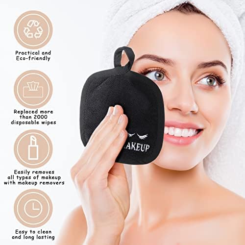 Queekay 48 Pcs Makeup Remover Cloths Reusable Washable Remover Pads Soft Microfiber Face Towels Facial Cleansing Cloths for Face Hand Eye Lips Bathroom Gift for Women 5 x 5 Inch(Black) - Image 5