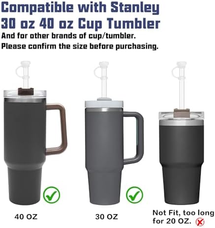 Replacement Straw Compatible with Stanley 40 oz 30 oz Tumbler, Accessories of 6 Straw Replacement with Cleaning Brush, 4 Color Leak Sproof Plug, 2 Silicone Cover Cap for Stanley - Image 4