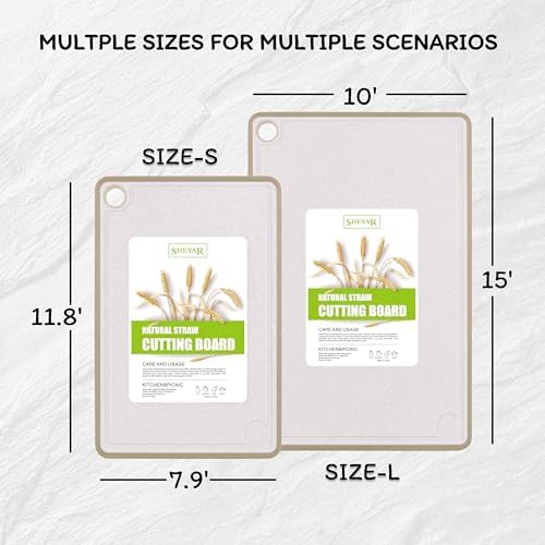 Cutting Board for Kitchen, Wheat Straw Fiber Cutting Board, Dish Washer Safe, w/Juice Grooves for Meat, Veggies,Easy Grip Handle, Non-slip Surface,Eco-friendly,Serveware Accessories 2 PACK - Image 3