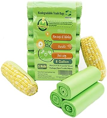 8 Gallon Trash Bags, Inwaysin Garbage Bags Compatible with Simple Human H Trash Can, Compostable 6-9 Gal 30L ( Clear Green, 100 Count (Pack of 1)) - Image 2