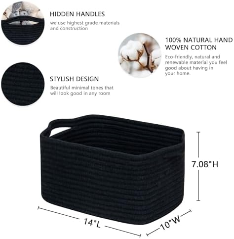 CubesLand Cube Storage Organizer Basket Bin, Cotton Rope Shelves Basket - Image 2