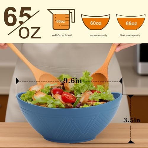 Homienly 9.6 inch Serving Bowls, Large Serving Dishes for Wedding Parties, 60 OZ Centerpiece Serving Bowls for Salad, Popcorn, Pasta, Dinner, Oval Shape, Microwave & Dishwasher Safe, Set of 4, Multi - Image 2