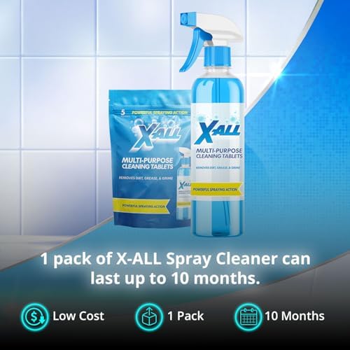 X-ALL Multi-Purpose Cleaner - Spray Bottle and 5x Cleaning Tablets - Cleaner for Oven, Kitchen & Floor surfaces, and Removes Grease and Grime - Image 4