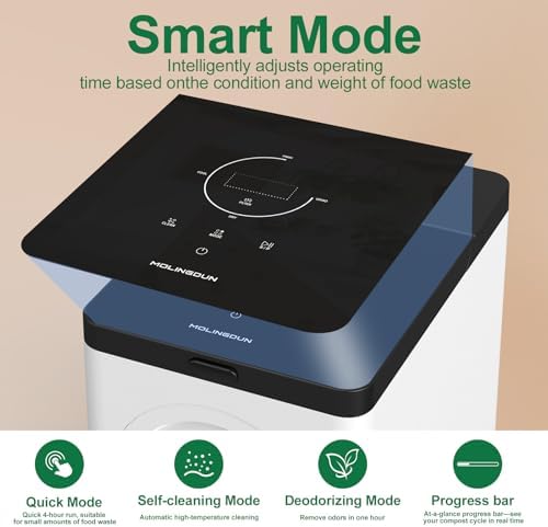 3L Electric Composter for Kitchen, Countertop Compost bin, One Touch Smart Model Handle Kitchen Waste, with Triple Grinding Blade, Carbon Filter, Auto-Cleaning, LED Touch Screen - Image 6