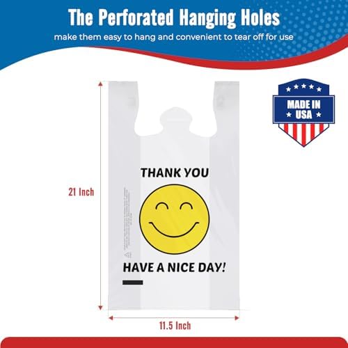 Fuxury 84000 (84K) Count Thank You Smile Plastic Shopping Bags with Handles - Image 2