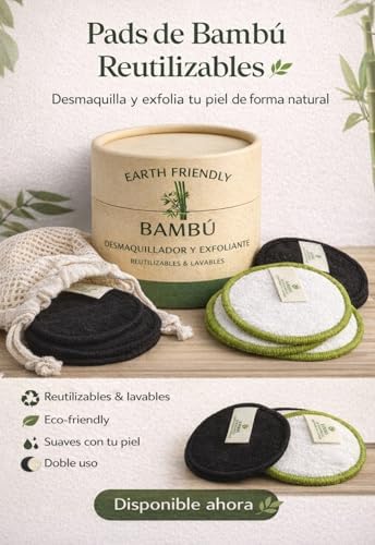 Reusable Bamboo Makeup Remover and Exfoliating Pads- Eco-Friendly, Reusable and Washable Facial Cleansing Pads (12 Pack) - Image 3