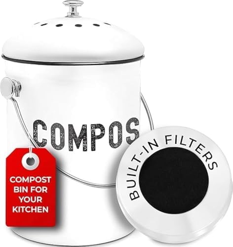 Epica Kitchen Compost Bin for Kicthen Countertops, 1.3 Galllon - White - Image 2