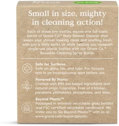 Grove Co. Bathroom Care Bundle - Shower Cleaner Concentrate Refills (6-Pack, 1 oz Each), Lemon & Eucalyptus Scent, with Reusable Glass Spray Bottle - Image 2