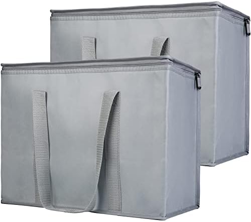 Bodaon 1-Pack Insulated Reusable Grocery Shopping Bags, X-Large Pizza Delivery Cooler Bag for Hot/Cold Food, Grey by Bodaon