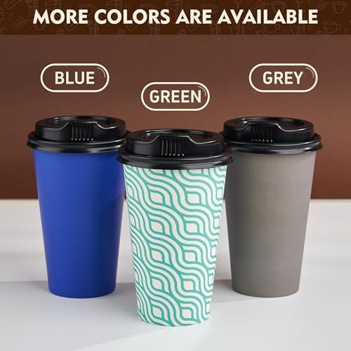 YEEHAW 16 oz Coffee Cups with Lids, Blue, 100 Pack - Image 6