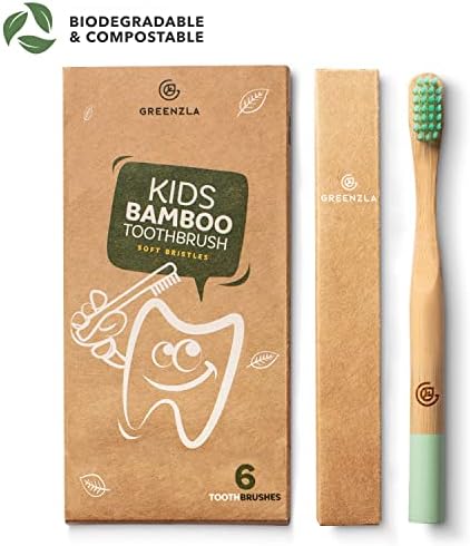 GREENZLA 6 Pack Kids Bamboo Toothbrush | Soft Charcoal Bristles - Image 2