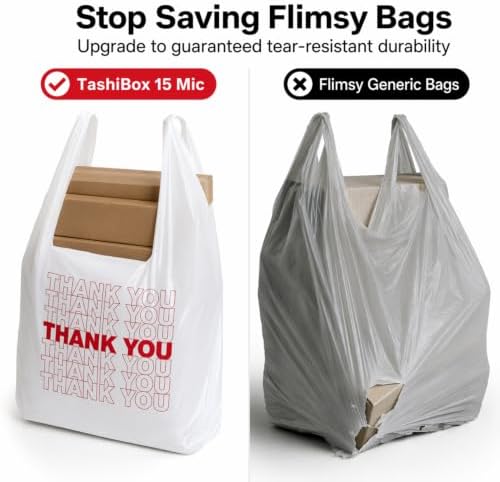 TashiBox 200 Ct Plastic bags,Thank You bags, Shopping Bags - Image 3
