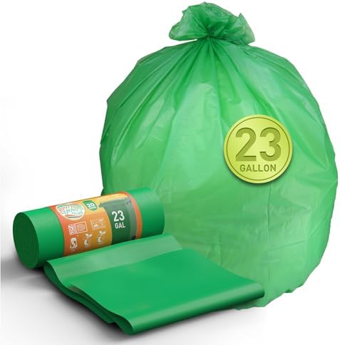 Compostable Trash Bags 23 gallon Large Garbage Bags,20 Count, Fits13-25 gallon trash can, Extra Strong and Durable,Compostable Lawn & Leaf Yard Waste bags,ASTM D6400,Bpi &OK compost HOME certified - Image 2