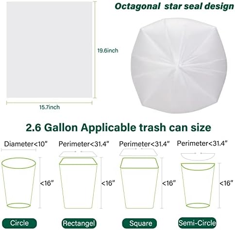 Inwaysin Biodegradable 2.6 Gallon Trash Bags, 180 Count, Scented Free, Translucent, Thickening & Leaking Proof, Suitable for Most Trash Cans, Perfect for Home or on the Go - Image 6