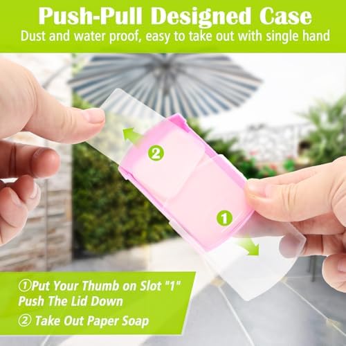 HongyiTime 2 Boxs (100 Sheets) Hand Washing Soap Sheets for Outdoor Travel,Portable Camping Hand Soap,Hiking Washing Hand Bath Paper Soap for Travel,BBQ,Party,School,Girls(Yellow&Pink) - Image 6